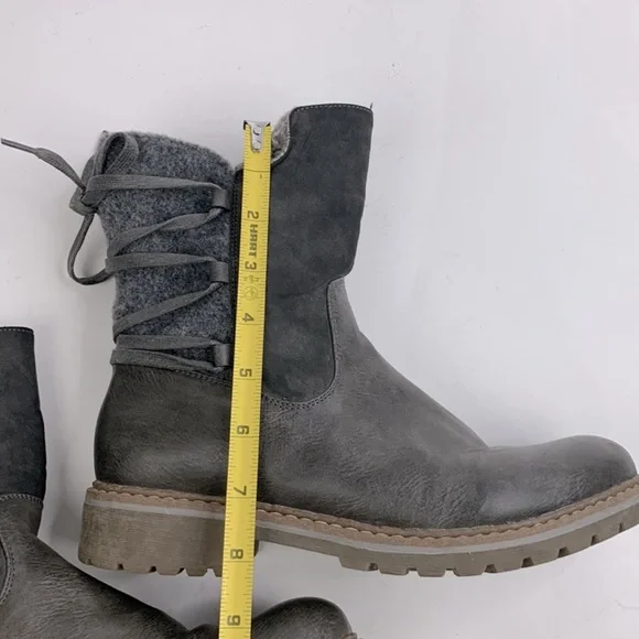 Patrizia By Spring Step Dawna Grey Multi Boots Size 39 (8-8.5) Gray Zip Sherpa - Picture 10 of 14